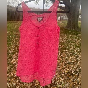 Volcom Floral Lace Tank Top Button Henley Tee Shirt Size XS/TP/8